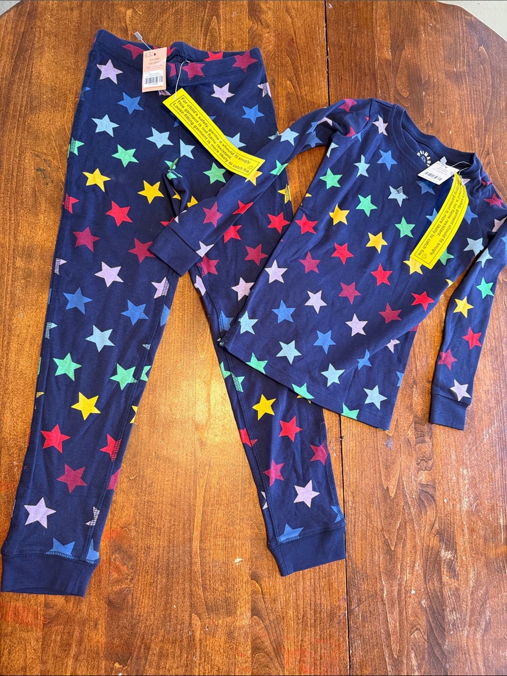 Kids Navy Star Primary Print Pajama Set - Multi-Color Stars